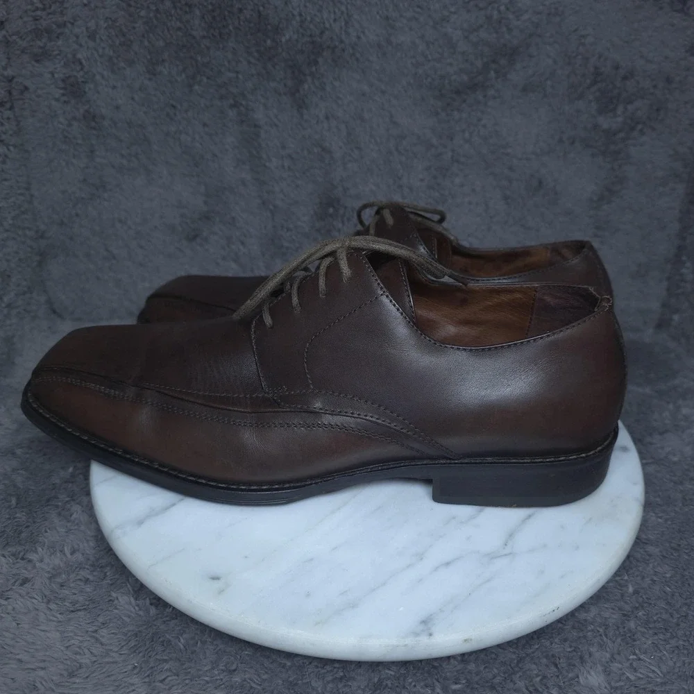 Johnston & Murphy Shoes Mens 9 Brown Leather Derby Oxford Dress Square Toe